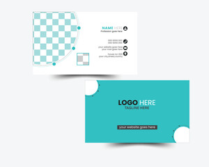 Modern business card template with company logo. Vector business card template. Visiting card for business and personal use. Vector clean illustration design.