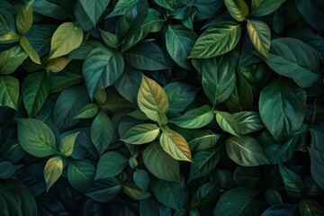 Green leaves background. Top view, flat lay. Nature concept.