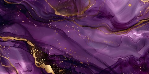 Abstract lilac marble background with golden veins pain