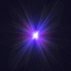 Rainbow crystal star. Crystal ray light, sun shines rainbow red yellow and blue color. Optical fire light effect. Vector lens glare leakage glare reflection effect. Sparkle shine. Sunlight