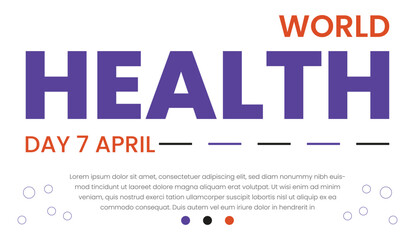 Fototapeta premium World Health Day banner with stethoscope and world map. Vector illustration.