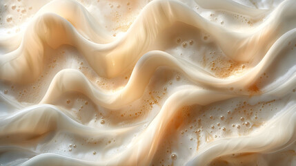 Distinct patterns emerge when milk meets a pool of coffee, creating beautiful designs - obrazy, fototapety, plakaty