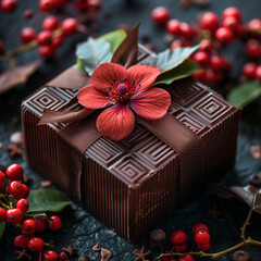 chocolate cake with rose