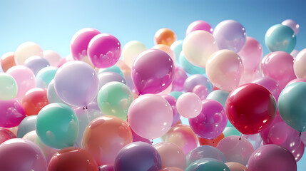 Colorful spheres on bright pastel background