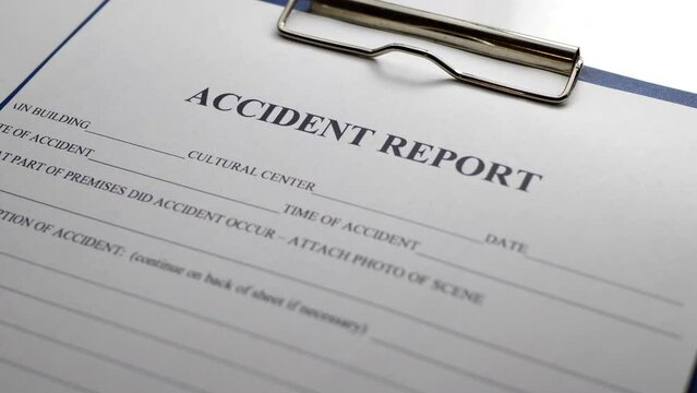 Close up of accident report