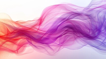  A multicolored wave of smoke on a white background with a prominent red and purple smoke trail in the foreground - obrazy, fototapety, plakaty