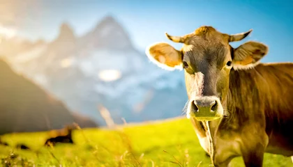 Möbelaufkleber Kuh vor Bergpanorama  © Sina Ettmer