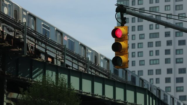city street lights traffic cars trucks police NYPD