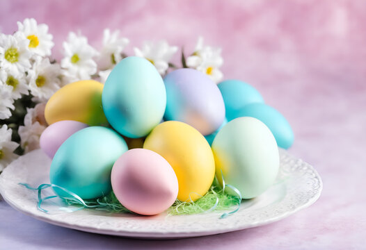 Easter pastel colorful eggs