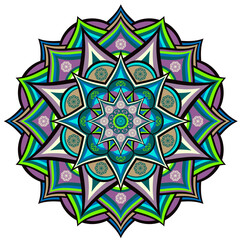 Mandala wit different colors ethnic ornament