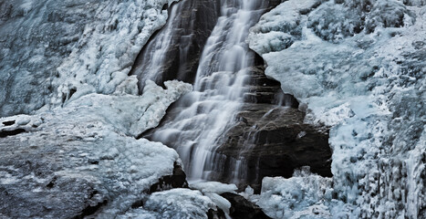 Turlifossen, vereist, Aurland, Sogn og Fjordane, Norwegen