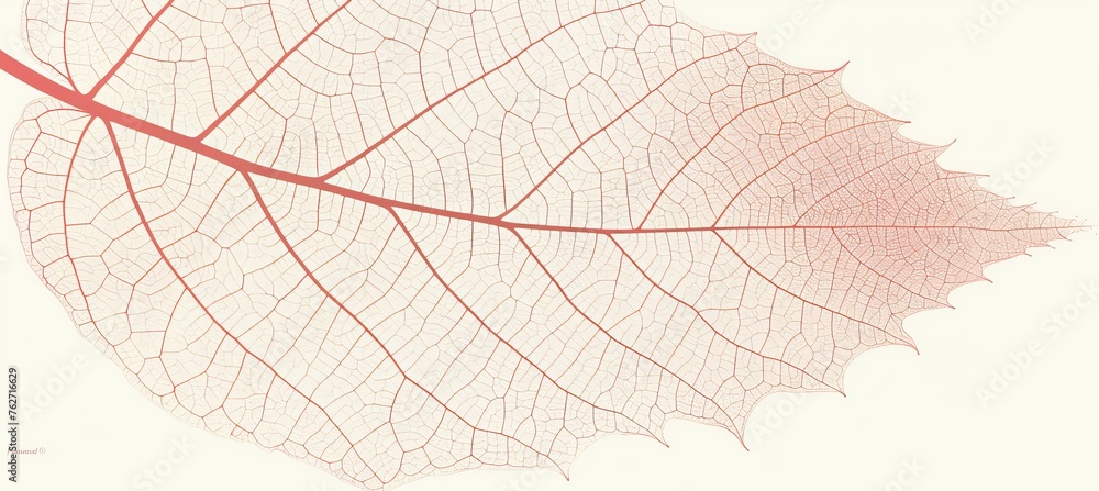 Poster detailed close up of red leaf skeleton texture background for natural and botanical concepts