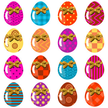 Easter eggs set on white background decor holiday art isolated 