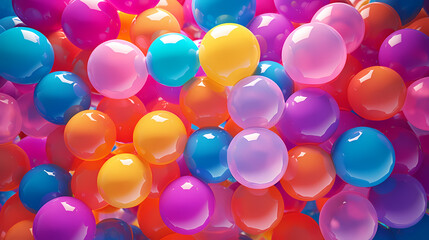 Colorful spheres on bright pastel background