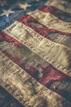 Worn out, vintage USA flag. Memorial day, 4th july , veterans day . High quality photo