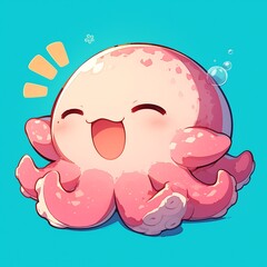 Oceanic Embrace: Pink Octopus with Playful Waving, Animated Sticker for Adding a Splash of Marine Wonder to Messages