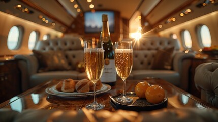 Fototapeta na wymiar A photo of a luxury lifestyle scene focused on a luxury private jet. private travel 