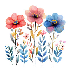 cute floral flowers vector illustration in watercolour style