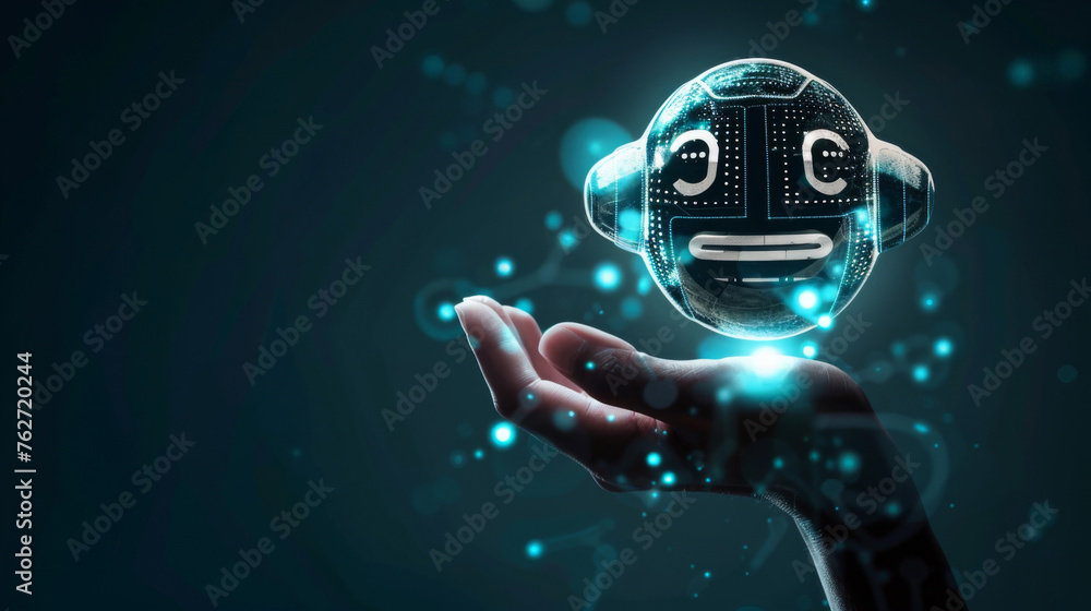 Leinwandbilder digital assistance concept with floating ai robot