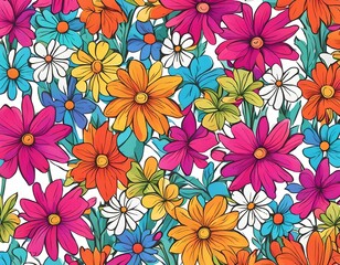 Colorful Floral pattern on a white background