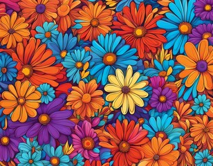 Fototapeta na wymiar Colorful Floral pattern 