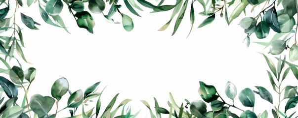 A square frame created entirely from vibrant green leaves, forming a seamless and natural border. Background for cosmetic products. Health care. Banner. Copy space