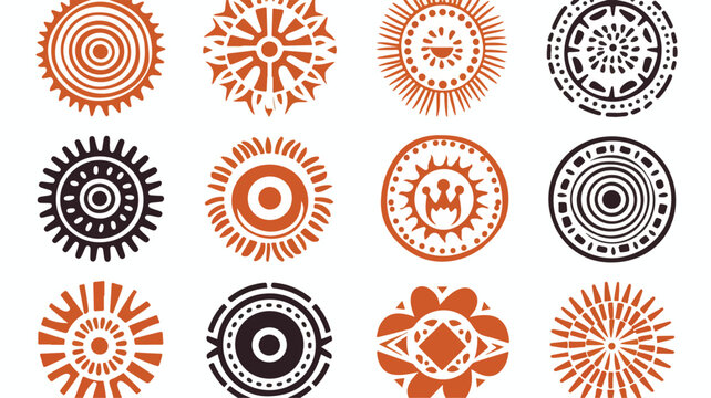 African ethnic round ornament. Hand stamp printing.