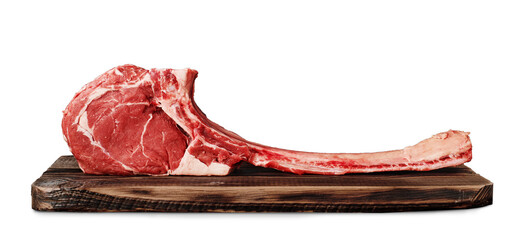 Raw tomahawk steak isolated on white background - 762723413