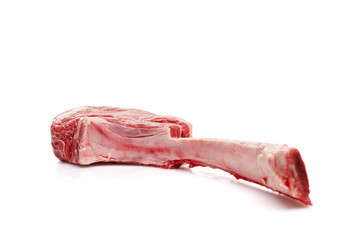 Raw tomahawk steak isolated on white background - 762723499