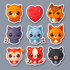 set of funny animals