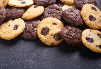 Group of homemade american chocolate cookies - 762723658