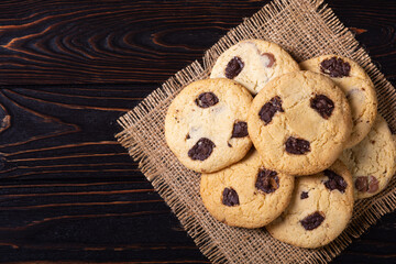 Group of homemade american chocolate cookies - 762723690