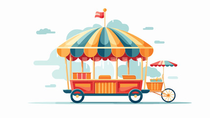 Amusement park trolley with striped roof illustrati