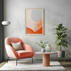 Clean and Simple Poster Mockup in a Scandinavian Interior - Photo-Ready - Created using Generative AI
