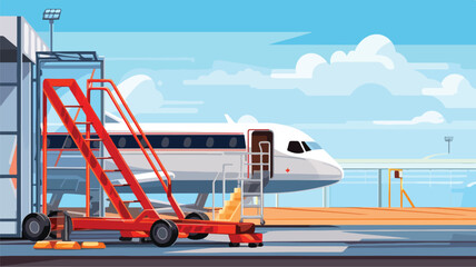 Obraz na płótnie Canvas An airport ladder or gangplank with electric motor