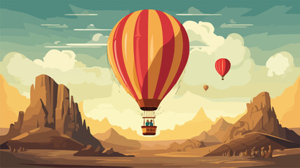 An ancient balloon on the background of a banner fl