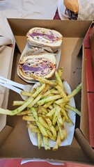 ahi tuna sandwich and fries