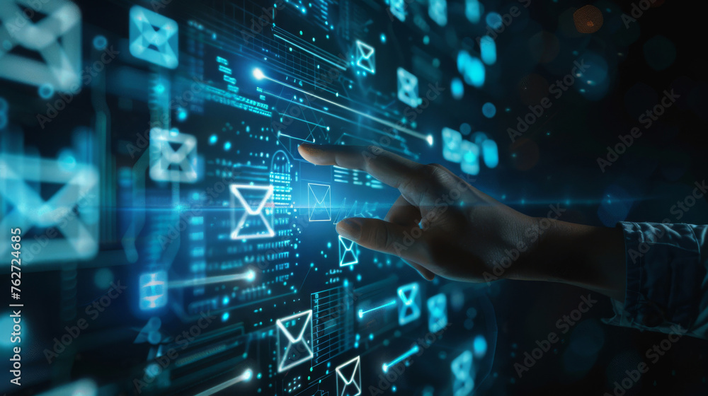 Poster Futuristic interface navigation with hand gesture