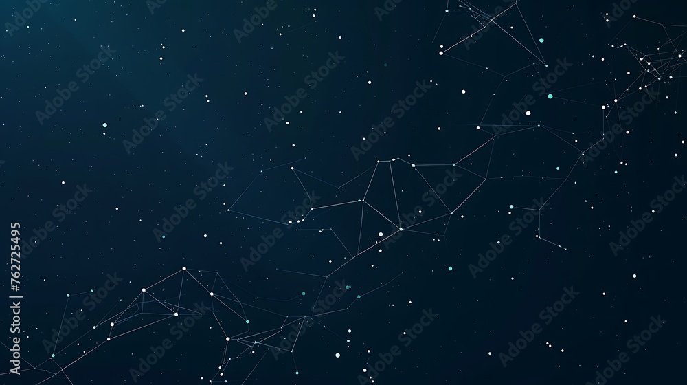 Poster technological nexus: interwoven constellation forms creating a network background