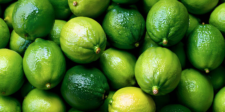 Lots of ripe green limes as background.