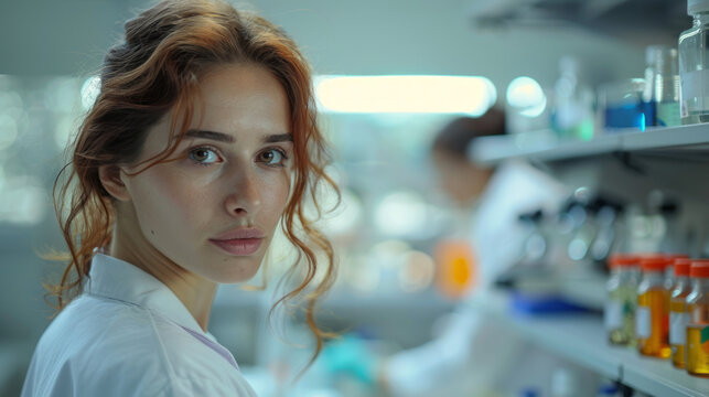 Portrait of a female researcher carrying out scientific research in a lab