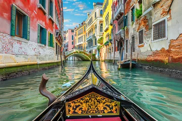 Deurstickers Gondels A romantic gondola ride through the winding canals