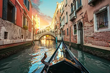 Deurstickers A romantic gondola ride through the winding canals © Daniel