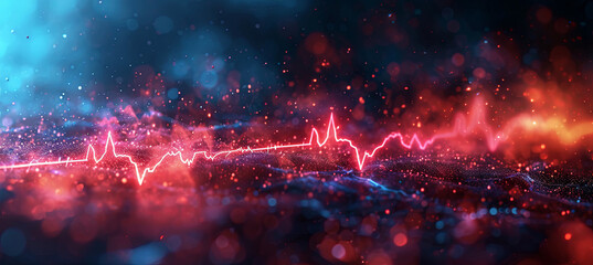 Revise the Cardiogram banner to depict the heart's electrical activity over a specific period visually - obrazy, fototapety, plakaty
