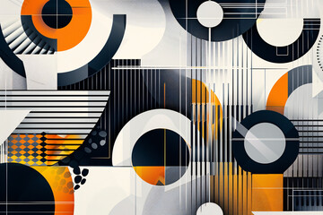 An abstract composition of geometric shapes and patterns