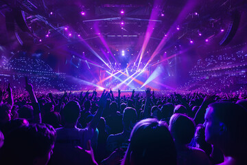 Arena or Stadium concert with center stage illuminated