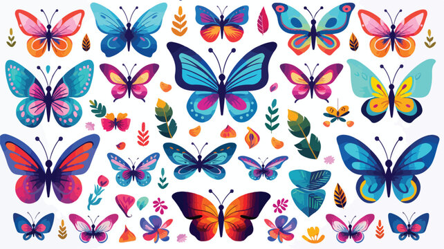 Background design with decorative butterflies. Colo