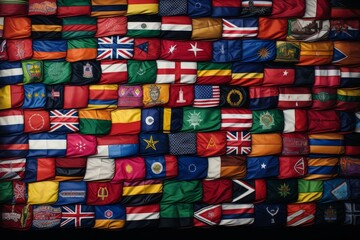 A representation of unity and friendship among nations, depicted through a multitude of national flags.