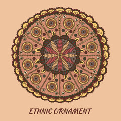 Fototapeta na wymiar Round with arabic, oriental, indian, ethnic motiv. Traditional ornament, mandala
