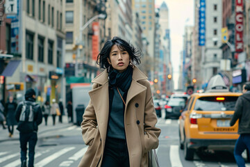 Fototapeta premium A fashion-forward individual striding confidently